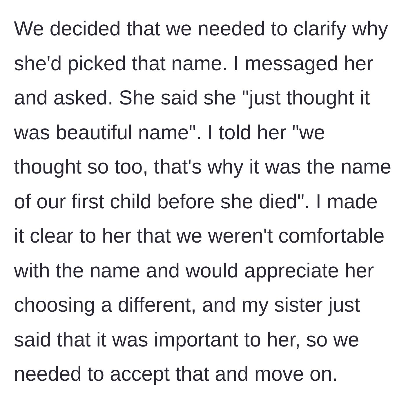 Story part 5 - The brother confronts his sister via text, and she coldly tells him to accept it and move on.