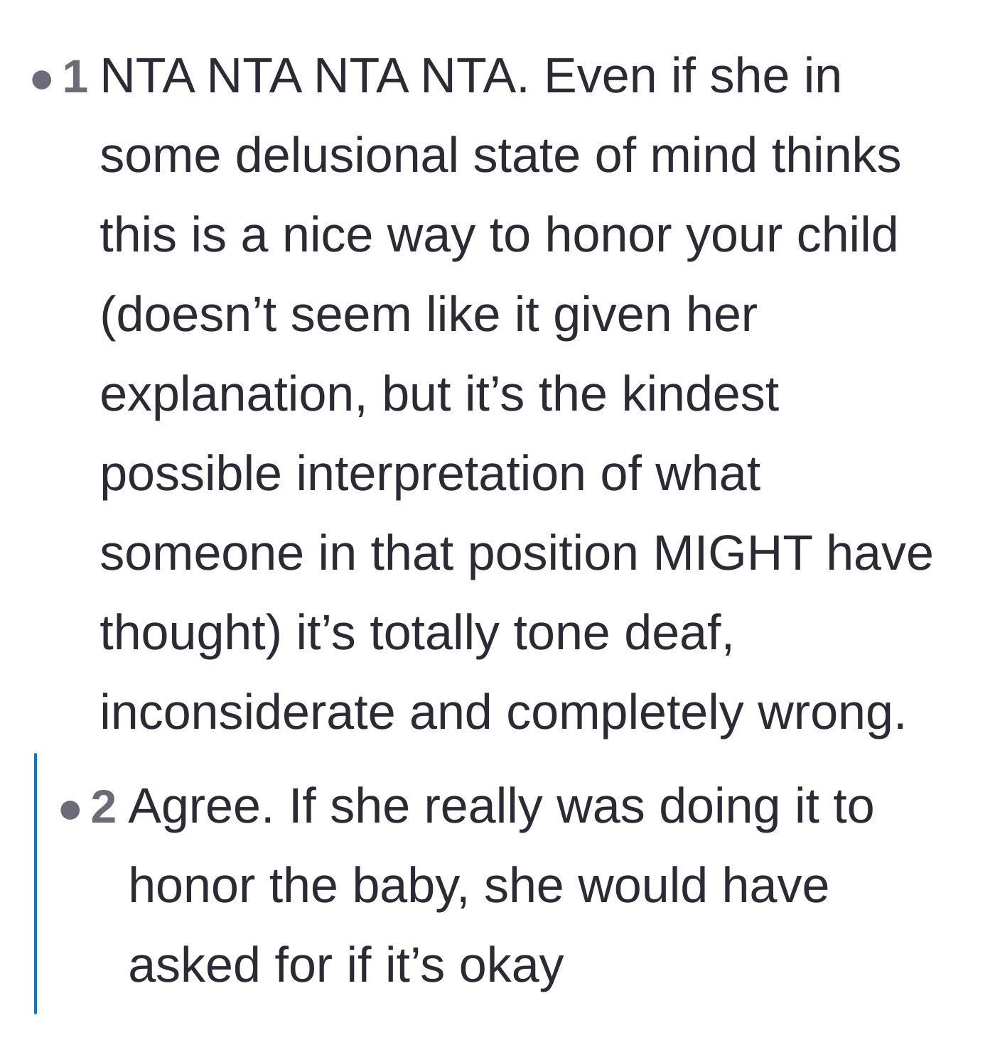 Comment thread 3 - Readers pointing out that even if the sister meant well, doing it without asking is completely tone-deaf.
