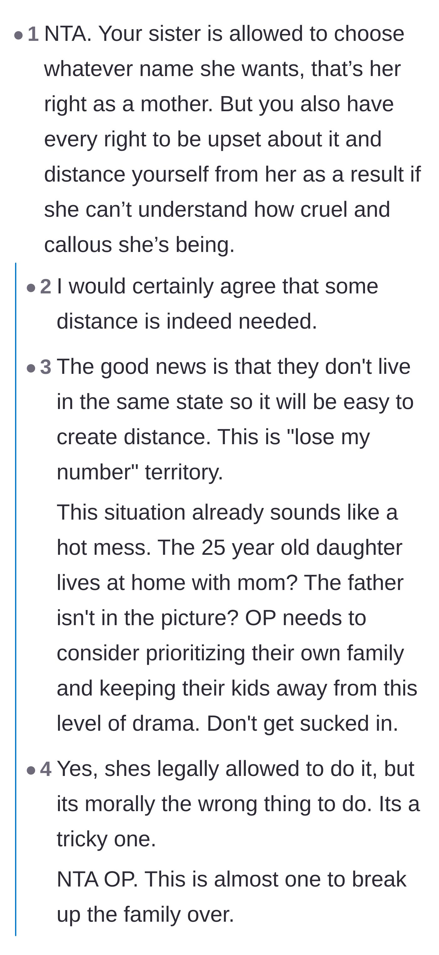 Comment thread 6 - Advice validating the brother's right to distance himself and warning about the painful fallout with their enabling mother.