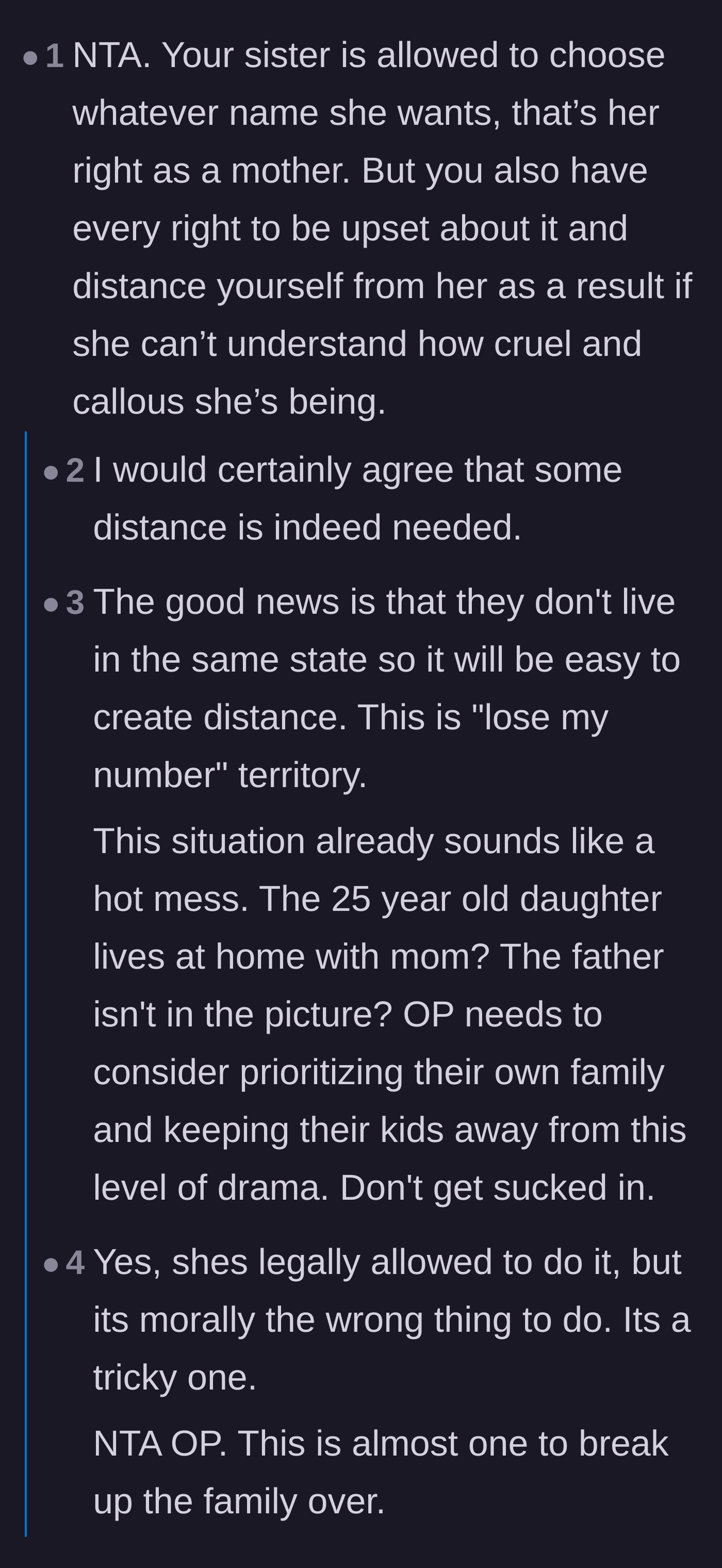 Comment thread 6 - Advice validating the brother's right to distance himself and warning about the painful fallout with their enabling mother.