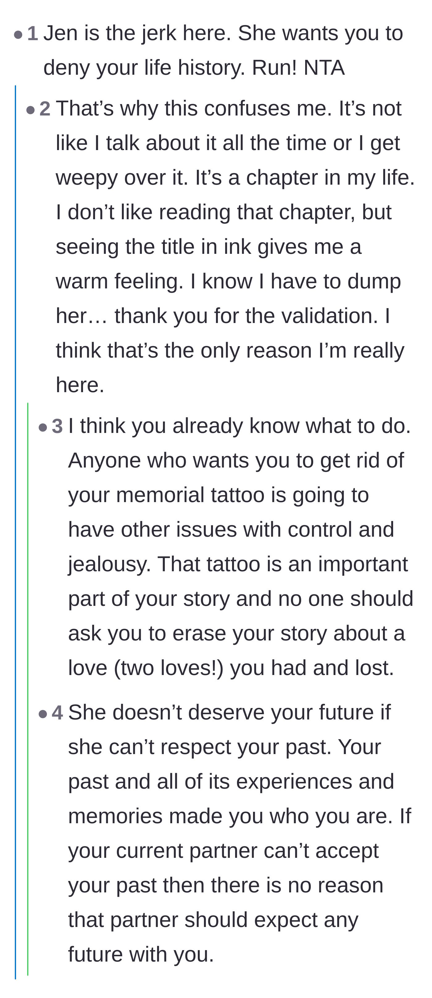 Comment thread 3 - The original poster replies to a comment, confirming that he sees the truth and is going to end the relationship over this ultimatum.