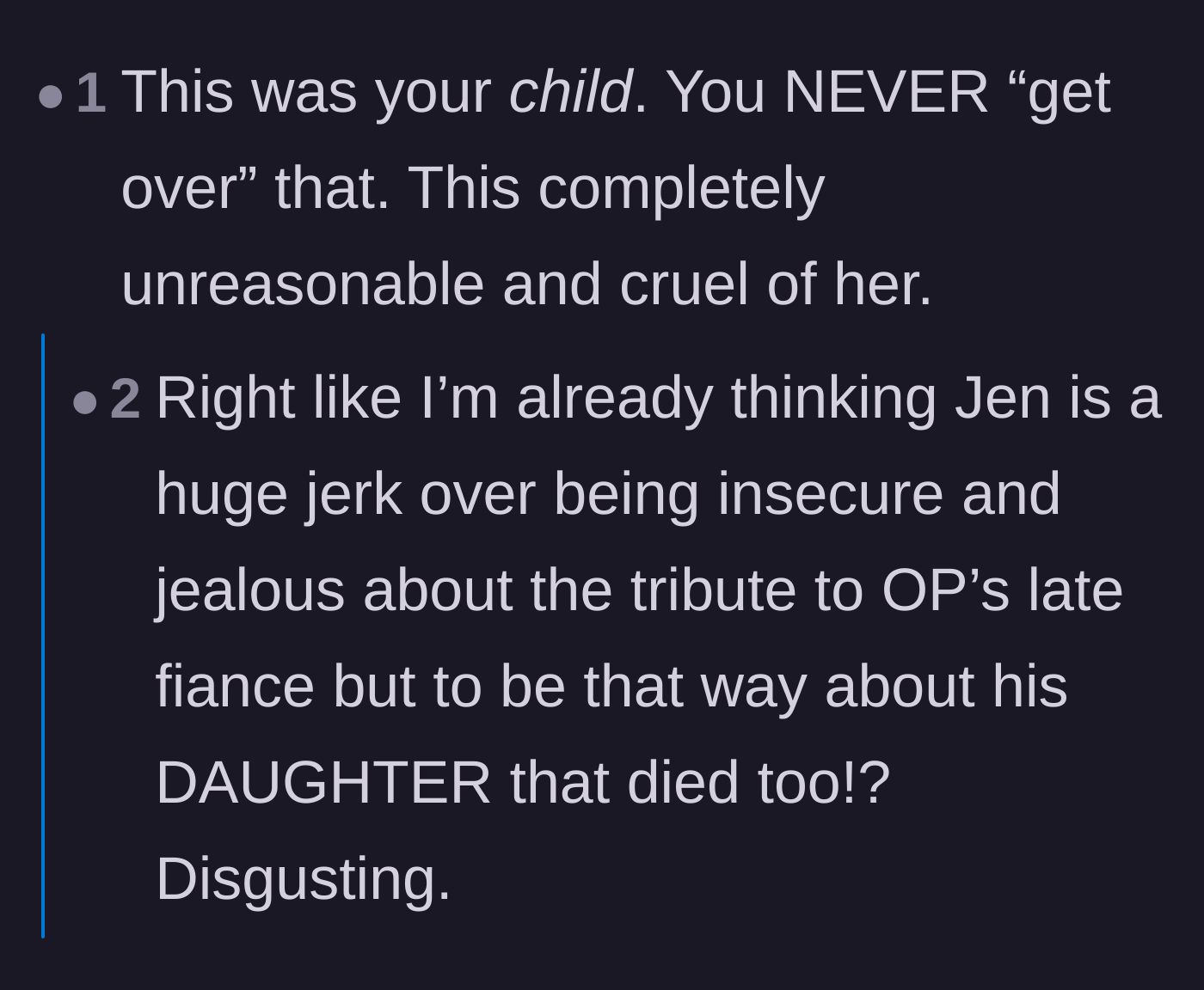 Comment thread 4 - A discussion highlighting the sheer cruelty of demanding a parent erase a physical tribute to their deceased infant.