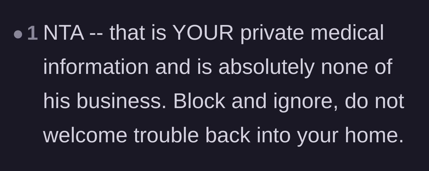 Comment thread 4 - Advice emphasizing that the sonograms are private medical information and urging the author to block him.