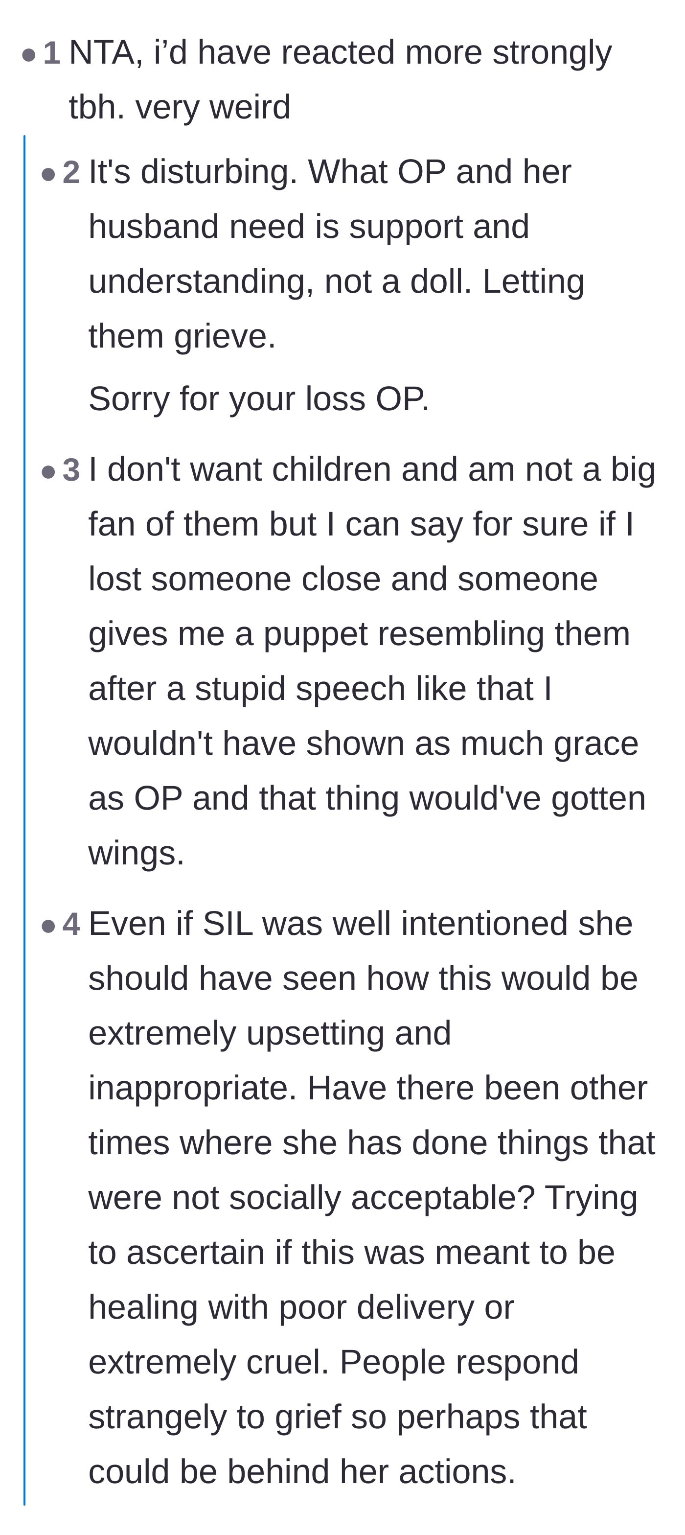 Comment thread 1 - Discussion on why an interactive doll feels infinitely more invasive than a traditional memorial portrait.