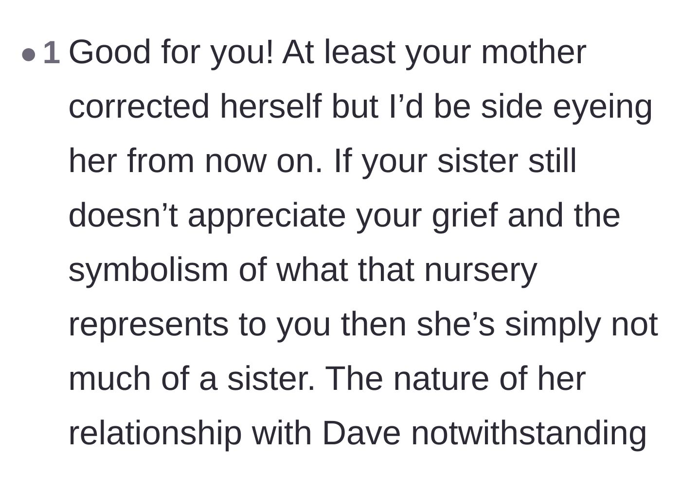Comment thread 3 - Readers expressing cautious optimism about the mother's apology while condemning the sister's lack of empathy.
