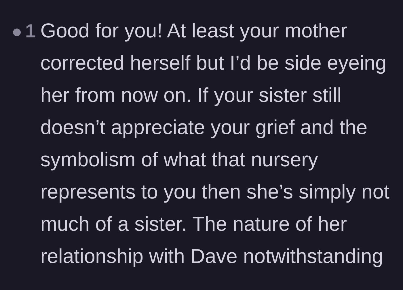 Comment thread 3 - Readers expressing cautious optimism about the mother's apology while condemning the sister's lack of empathy.