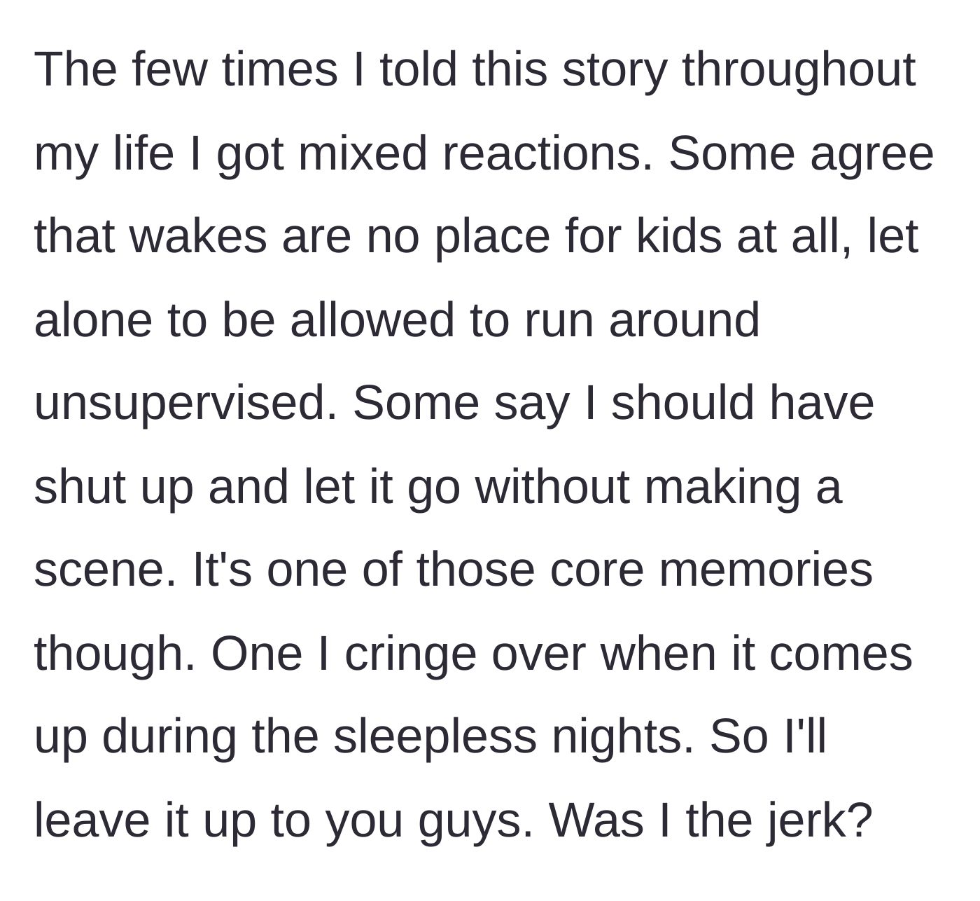 Story part 8 - An adult reflecting on his past actions during a sleepless night.