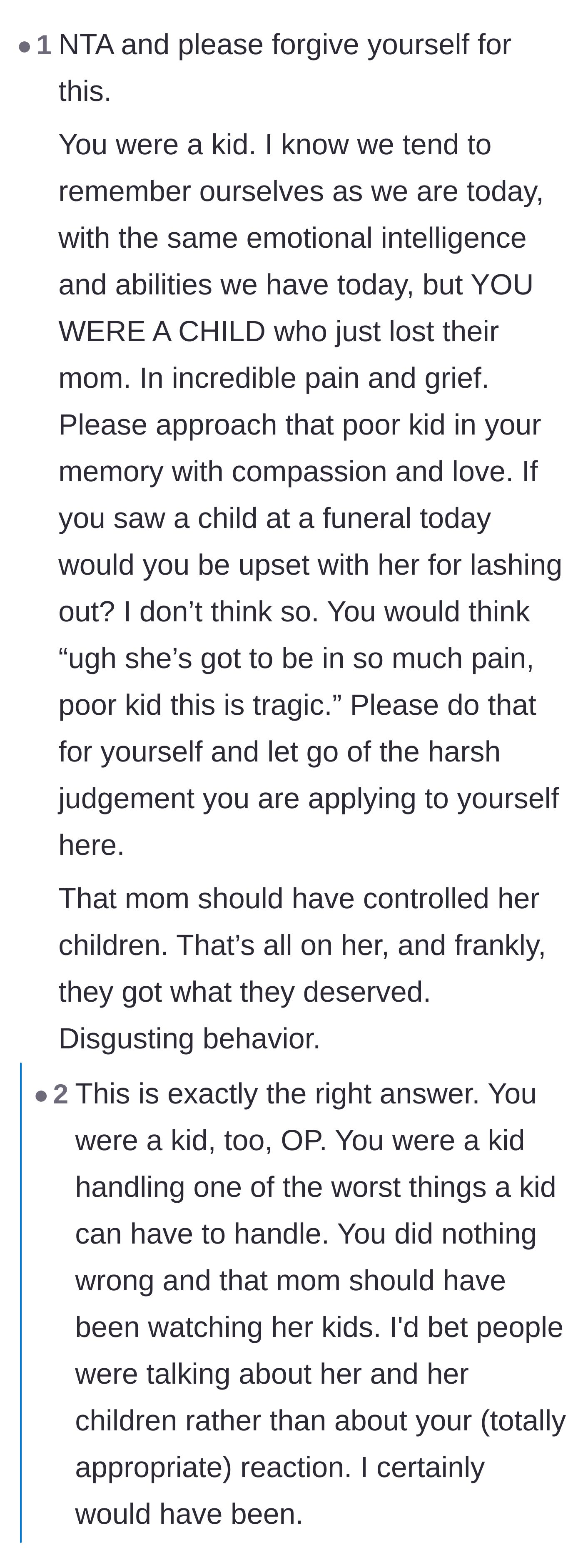 Comment thread 5 - Heartwarming advice urging the author to forgive his younger, grieving self.