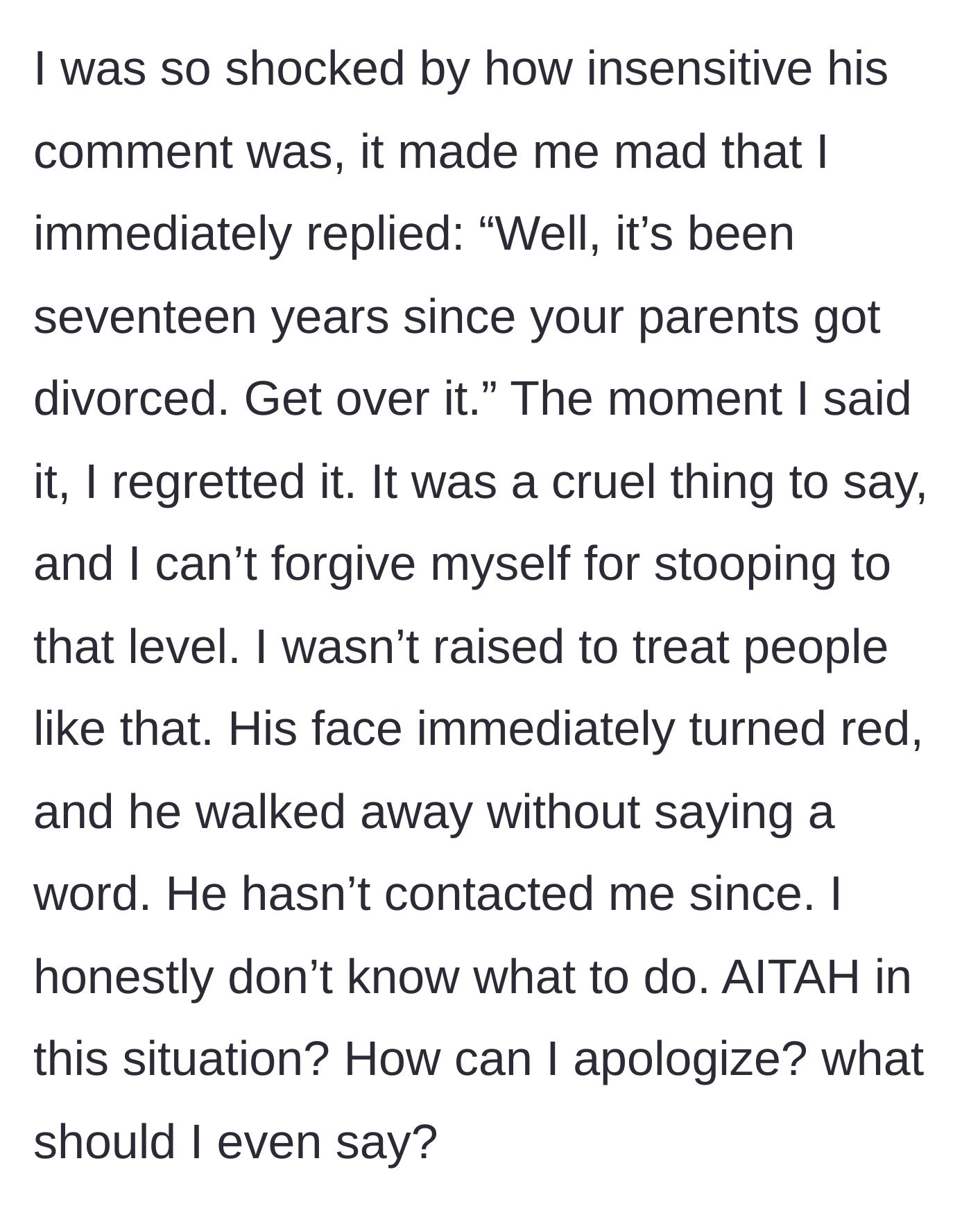 Story part 5 - The young man snapping back, leaving the friend red-faced and speechless.