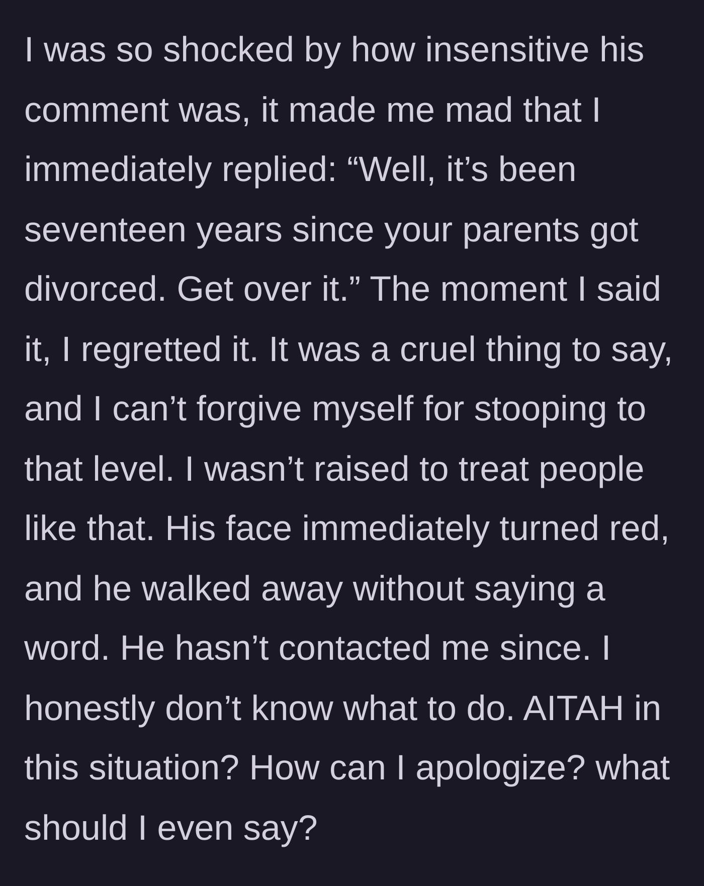 Story part 5 - The young man snapping back, leaving the friend red-faced and speechless.