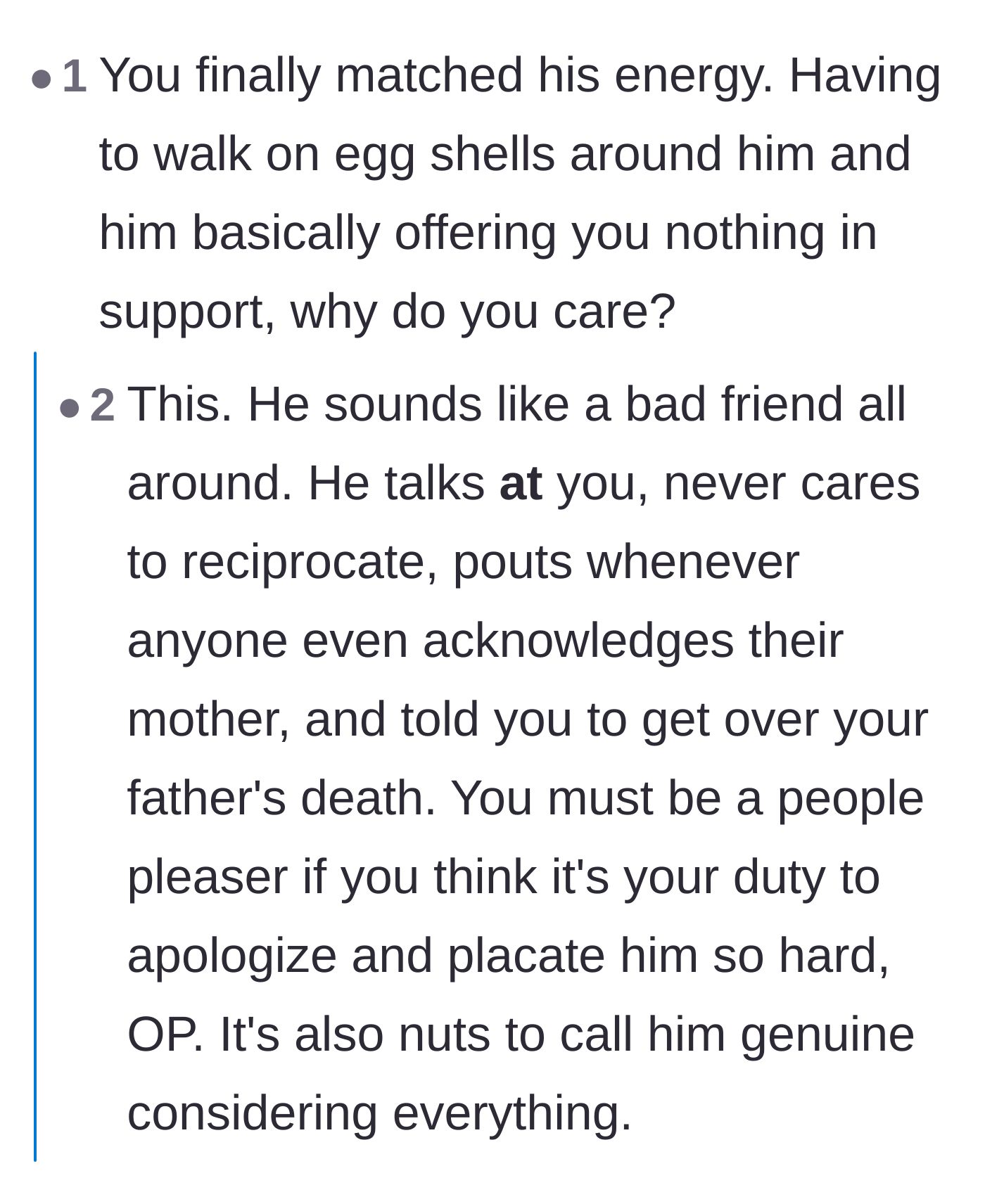 Comment thread 3 - Readers pointing out the main character's people-pleasing habits and urging him to stop apologizing.
