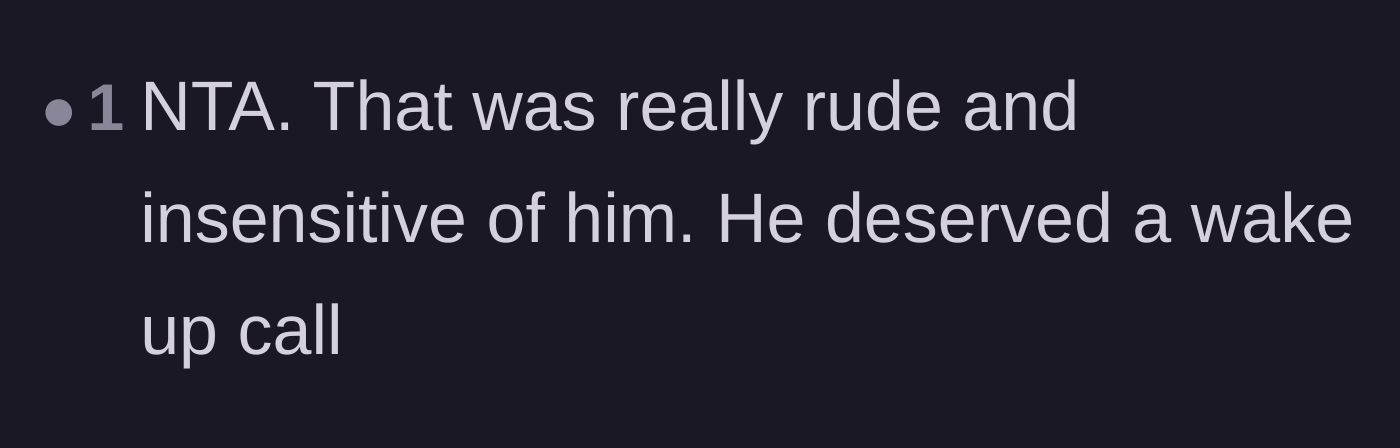 Comment thread 6 - Agreement that the friend desperately needed this harsh reality check.