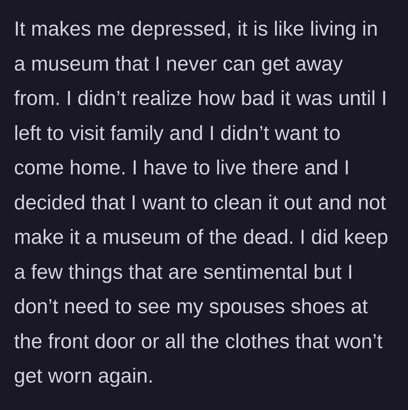 Story part 2 - A view of a front door with a deceased spouse's shoes still sitting where they were last left, serving as a constant reminder.