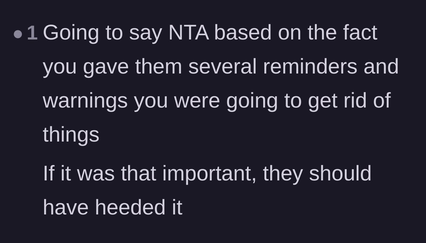 Comment thread 4 - A reader pointing out that the children ignored multiple clear reminders about the belongings.