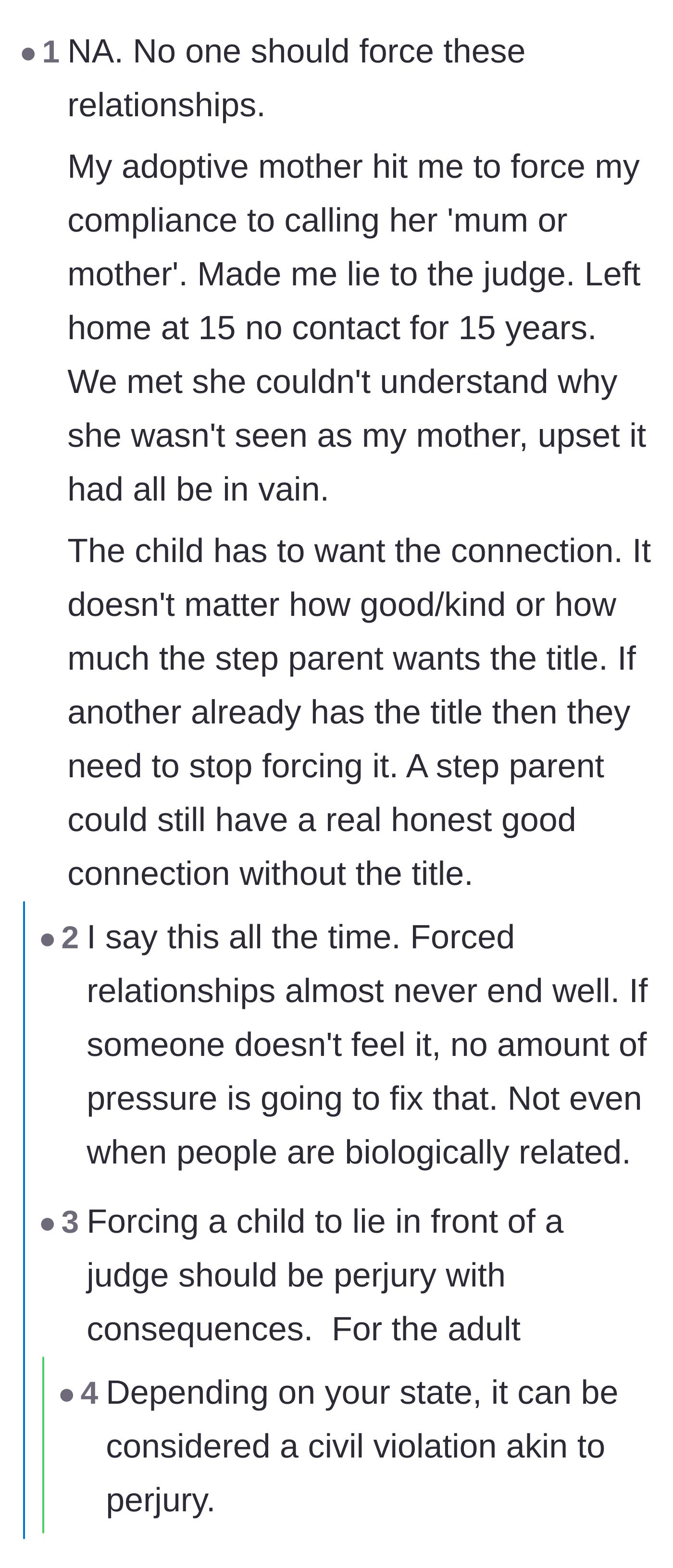 Comment thread 3 - A deeply sad personal story from a reader who ran away at fifteen after their adoptive mother physically forced a relationship.