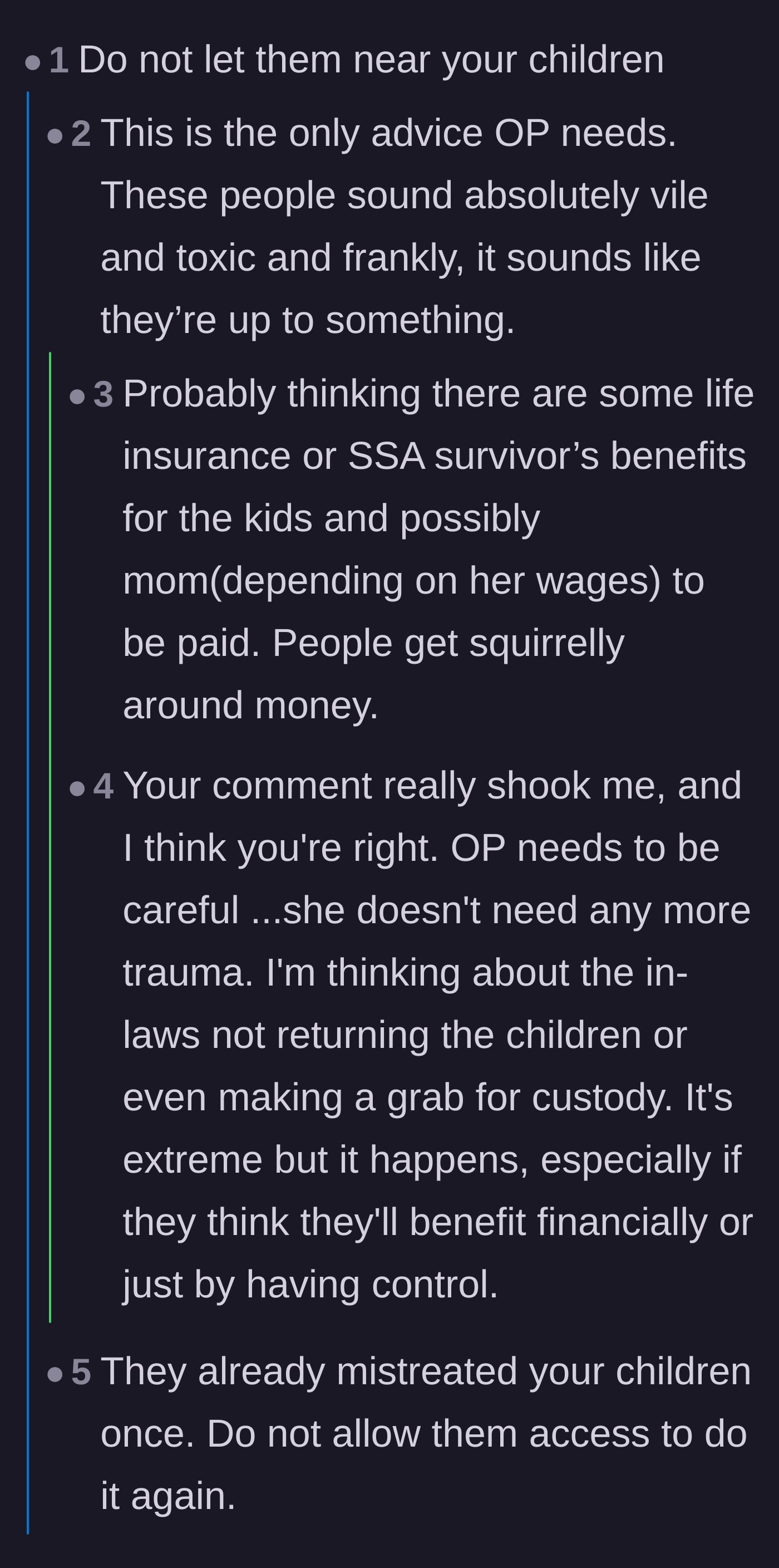 Comment thread 2 - Commenters suspect the in-laws' sudden interest in babysitting is driven by ulterior motives, like financial benefits.