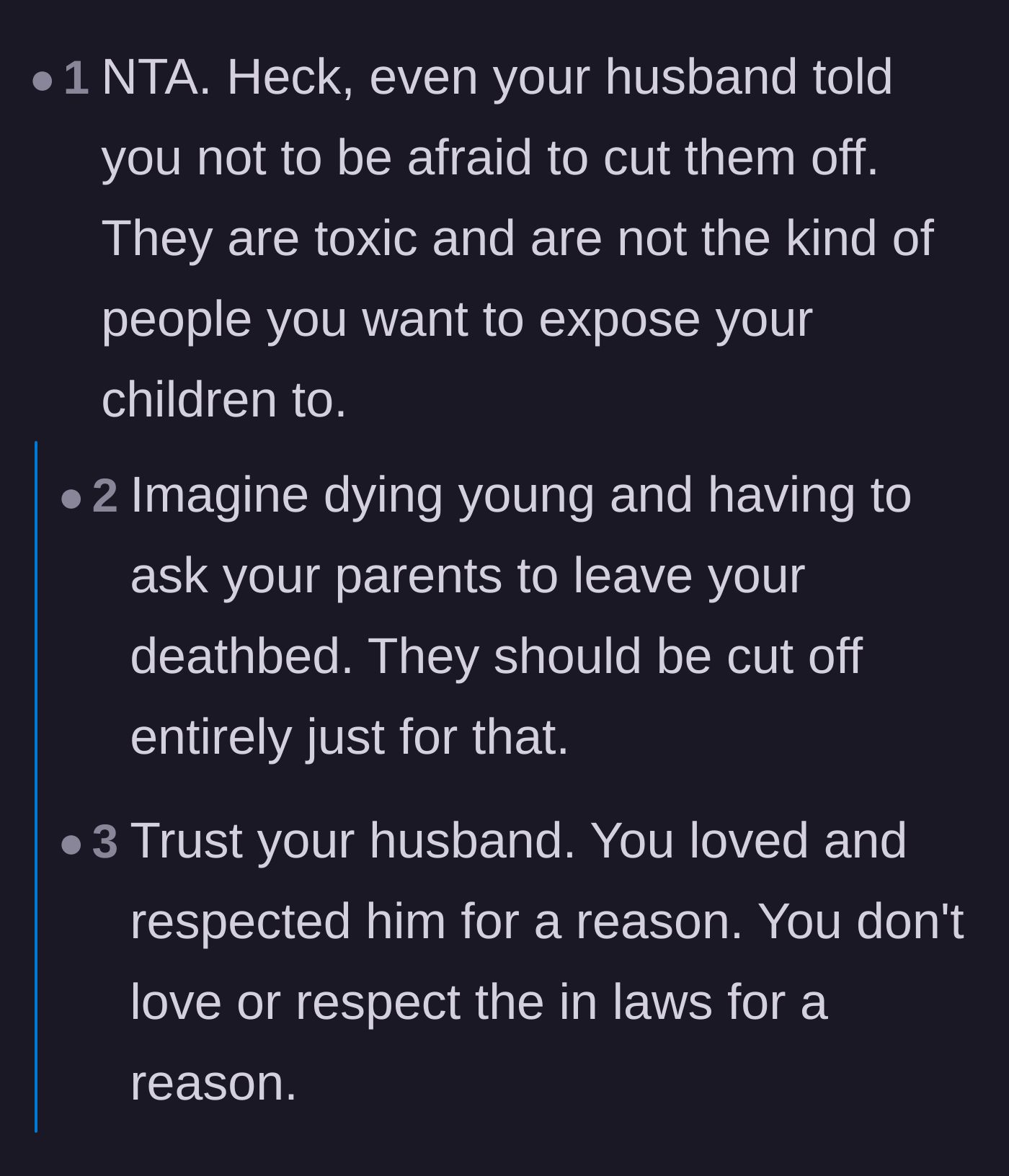 Comment thread 3 - The community emphasizes the profound tragedy of a dying man having to expel his parents from his room.