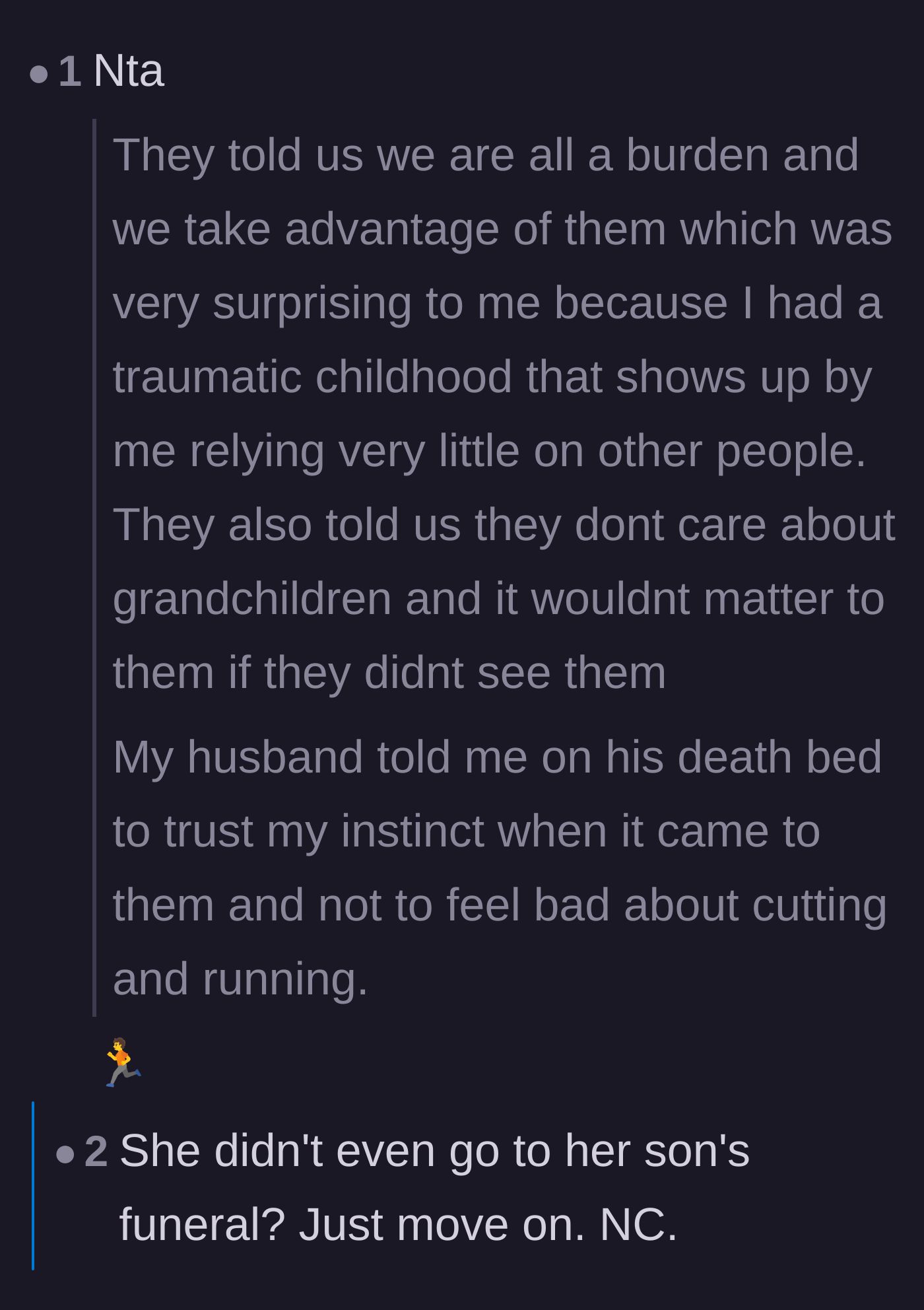 Comment thread 5 - Readers point out the glaring hypocrisy of a mother skipping her son's funeral while demanding access to his children.