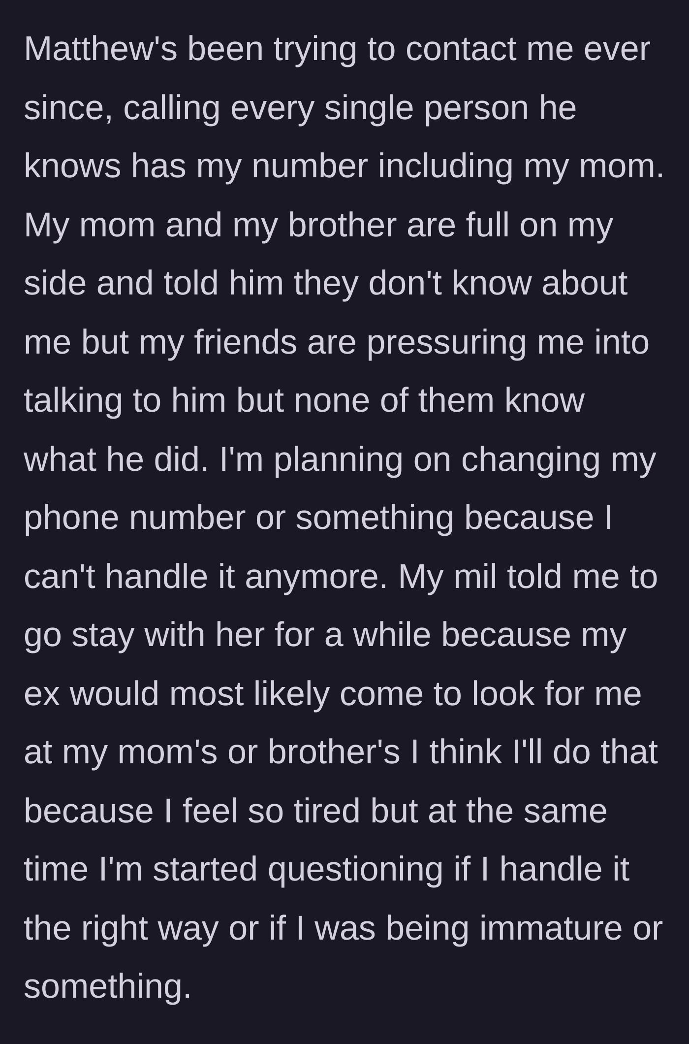 Story part 5 - A woman sits looking exhausted and overwhelmed as her phone screen lights up with countless missed calls and messages.