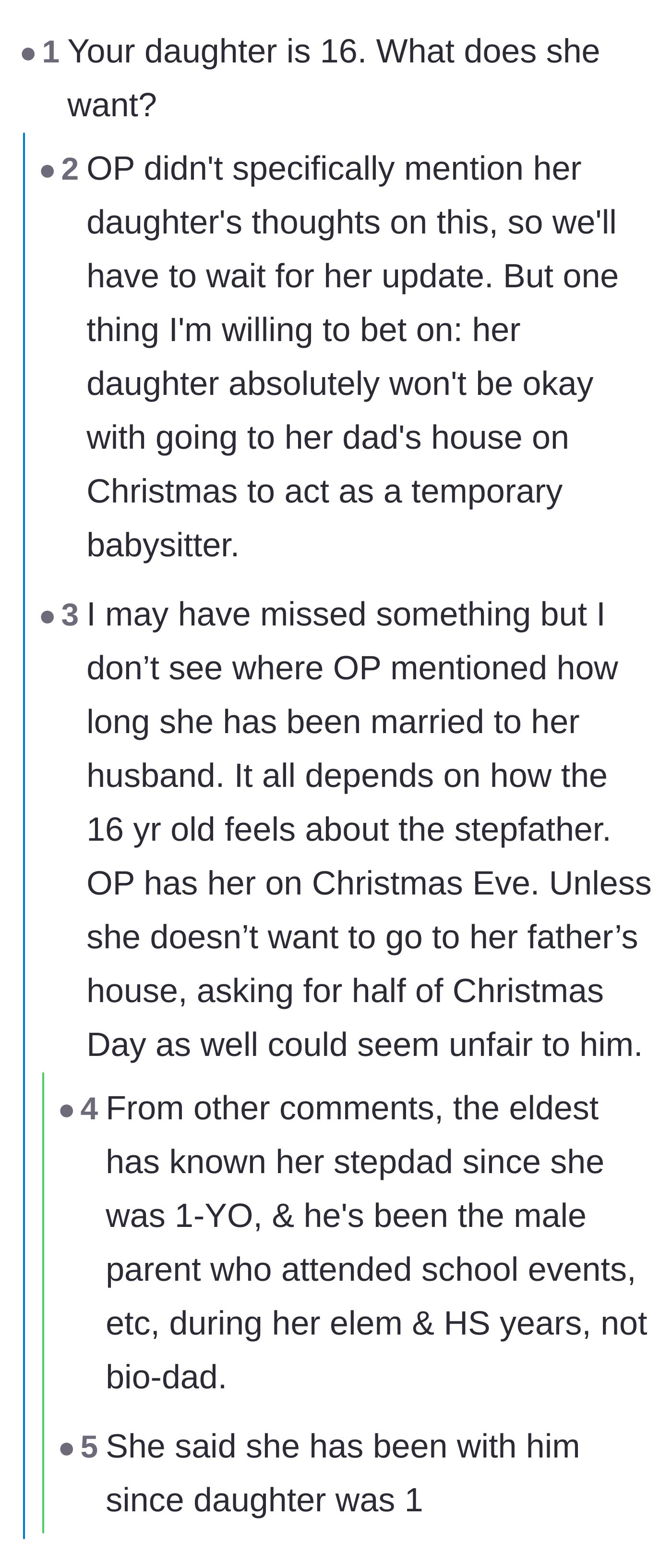 Comment thread 2 - Commenters discussing the deep bond between the daughter and her stepfather, who has raised her since she was a baby