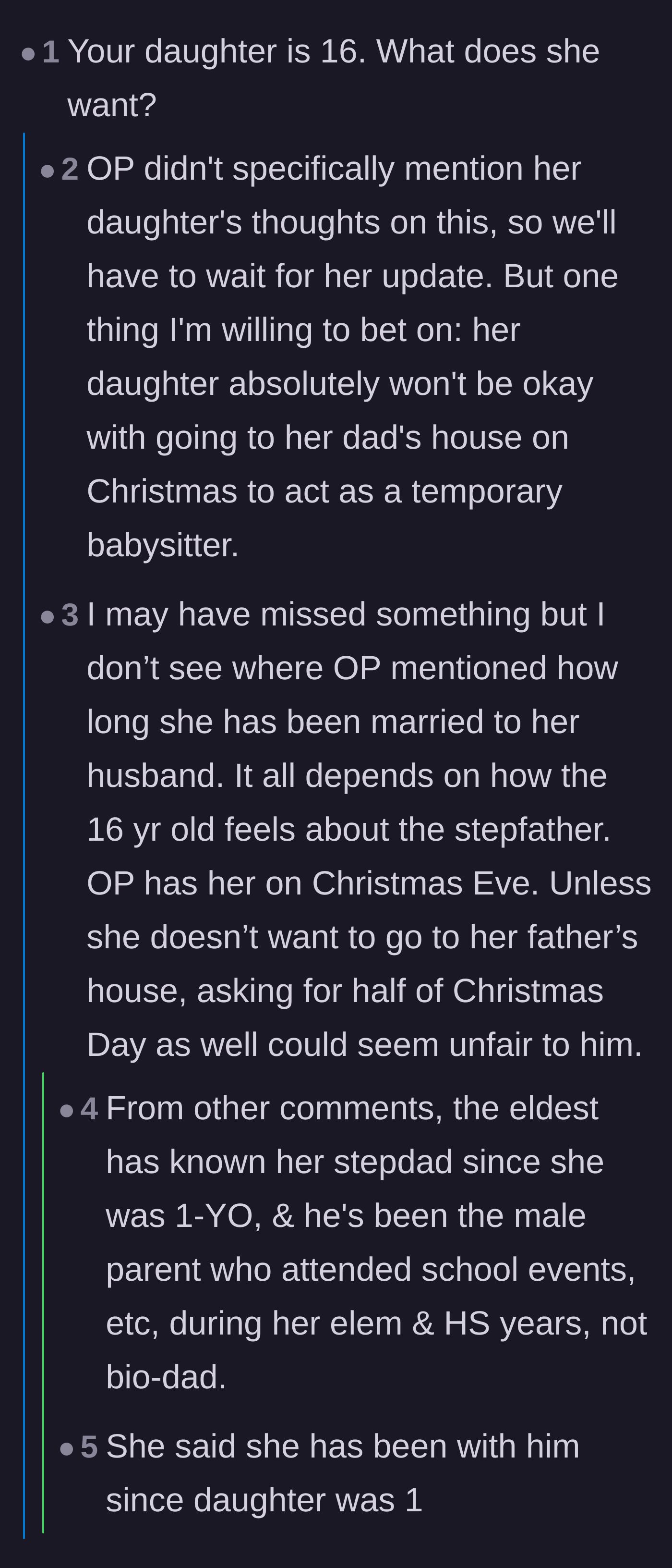 Comment thread 2 - Commenters discussing the deep bond between the daughter and her stepfather, who has raised her since she was a baby