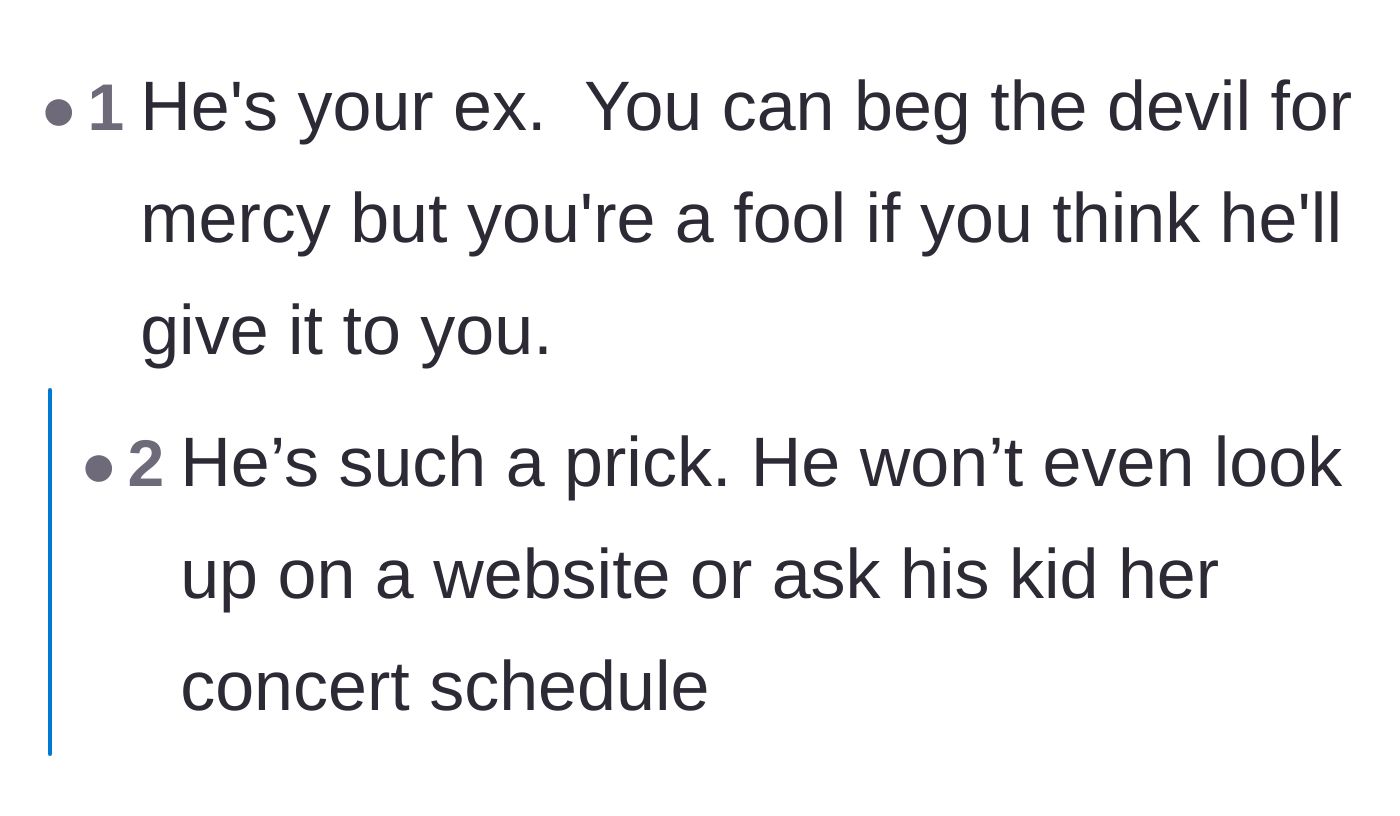 Comment thread 4 - A blunt comment reminding the author that expecting mercy from a toxic ex is a lost cause