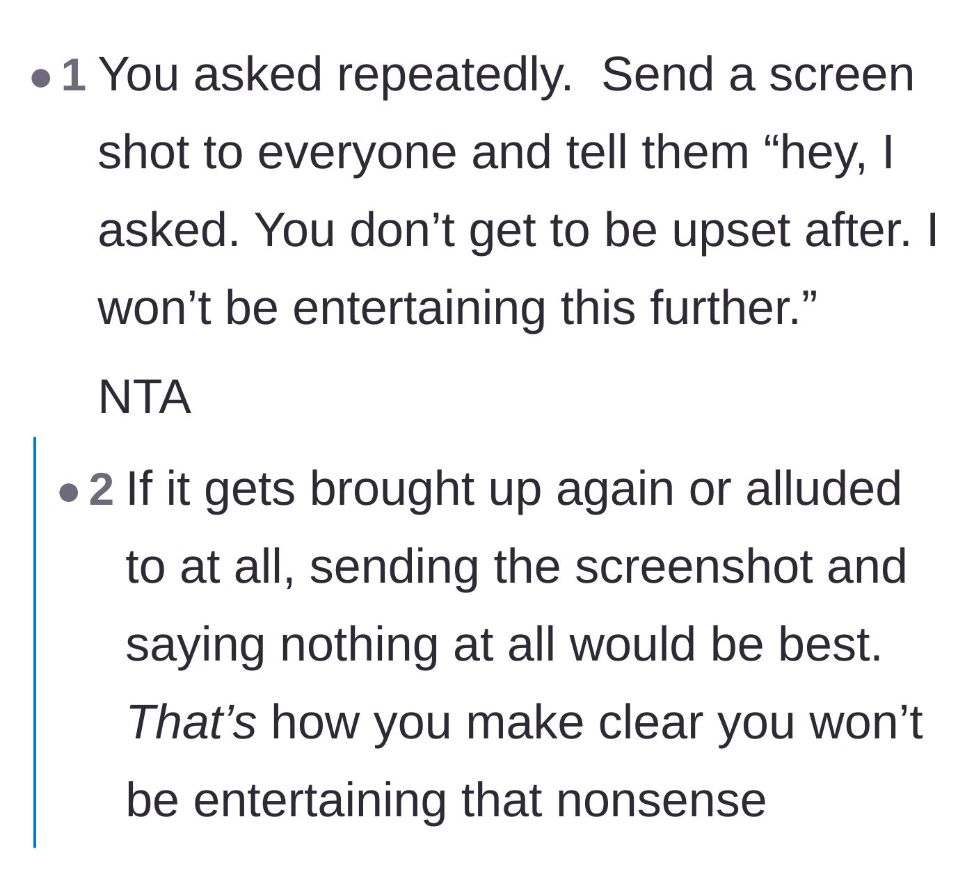 Comment thread 4 - Advice suggesting the groomsman send a screenshot of the groom's shrug emoji as proof of his innocence.