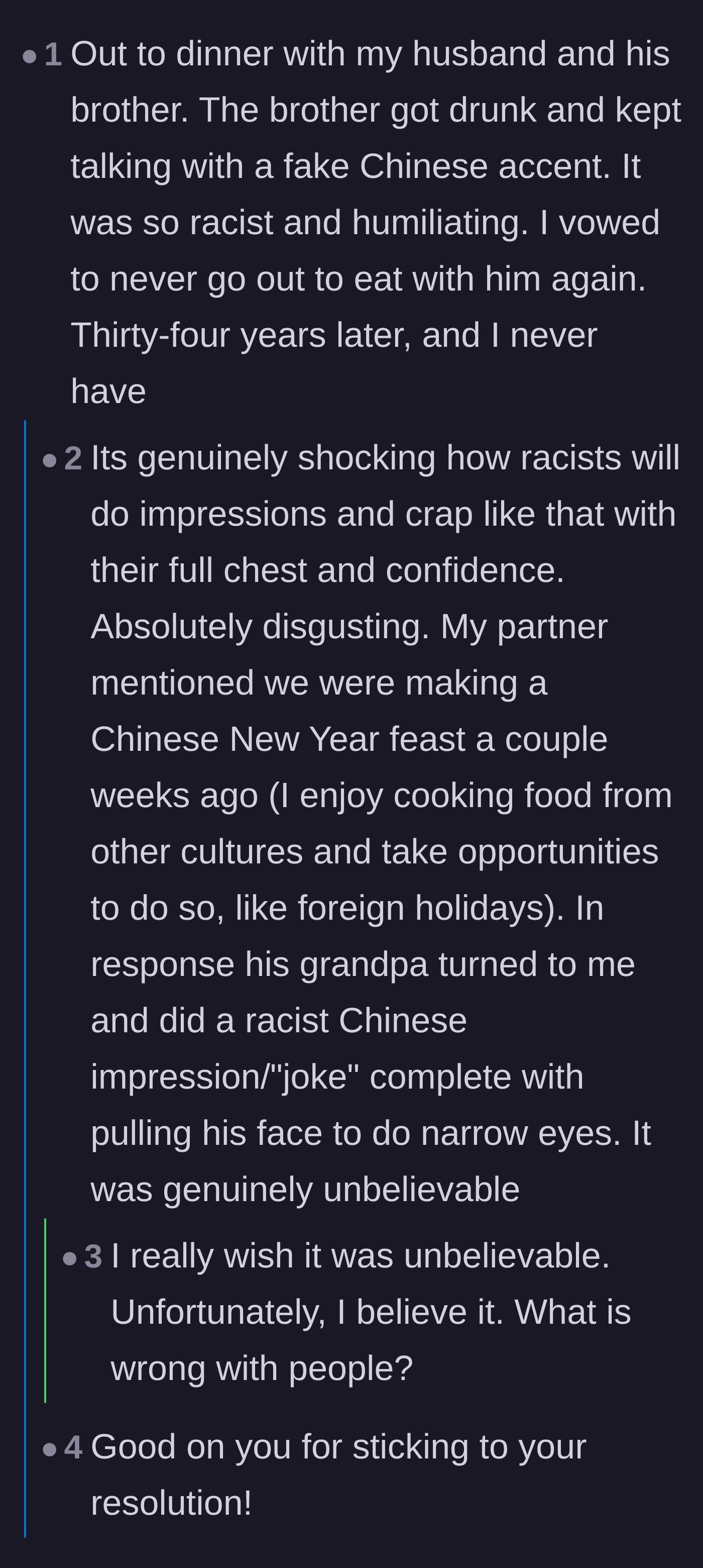 Comment thread where a reader shares their own story of cutting off a toxic in-law for 34 years