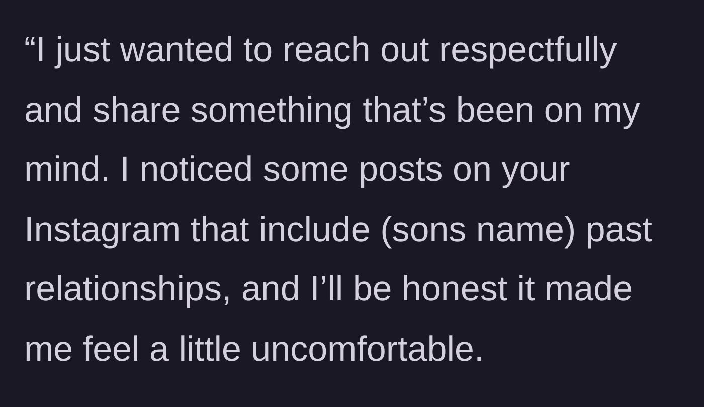 Story part 2 - The son calls his parents asking his mother to delete photos of his ex-girlfriends from her personal social media, which she refuses.