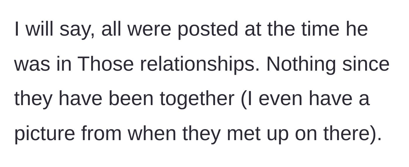 Story part 5 - The mother clarifies that the photos are just chronological memories and that she has even posted photos supporting the new couple.