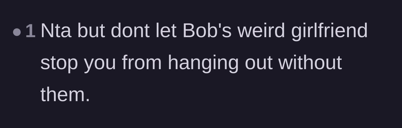 Comment thread 4 - Encouraging the friend group to continue hanging out without Bob and his girlfriend.