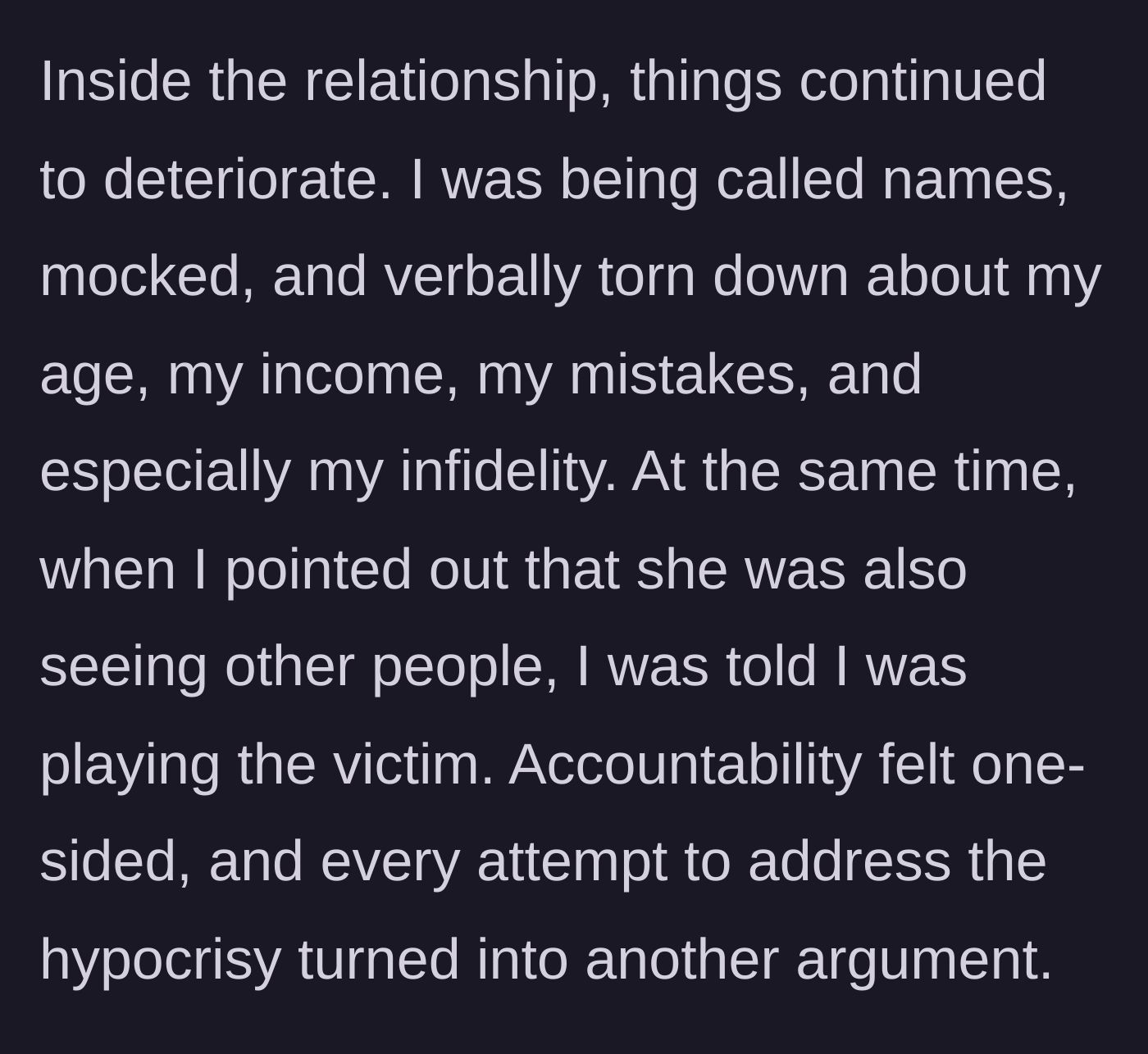 Story part 21 - Inside the home, the husband is demeaned while the wife is also seeing other people.