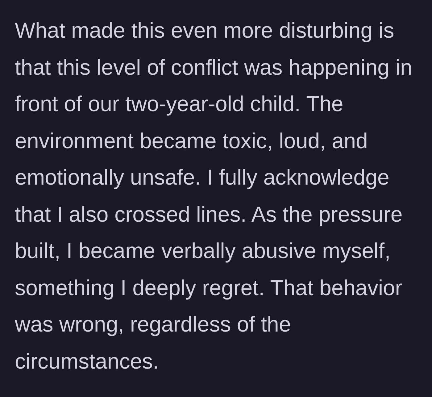 Story part 22 - The toxic conflict happens in front of their two-year-old child.