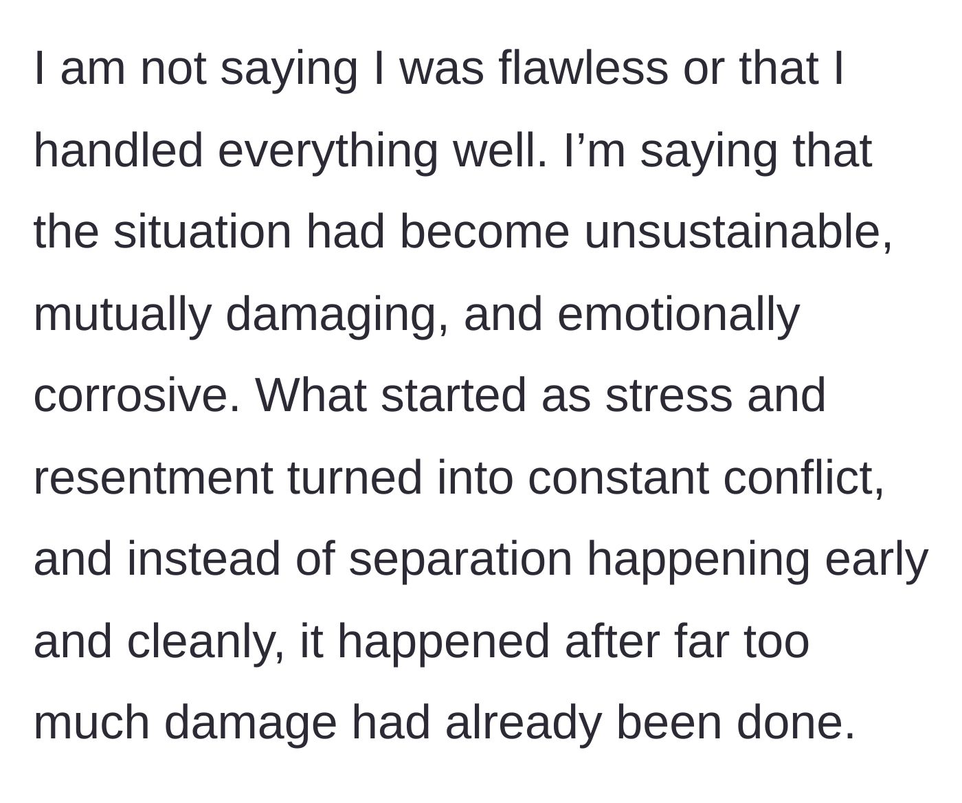 Story part 24 - Husband summarizes the mutually damaging nature of the marriage.