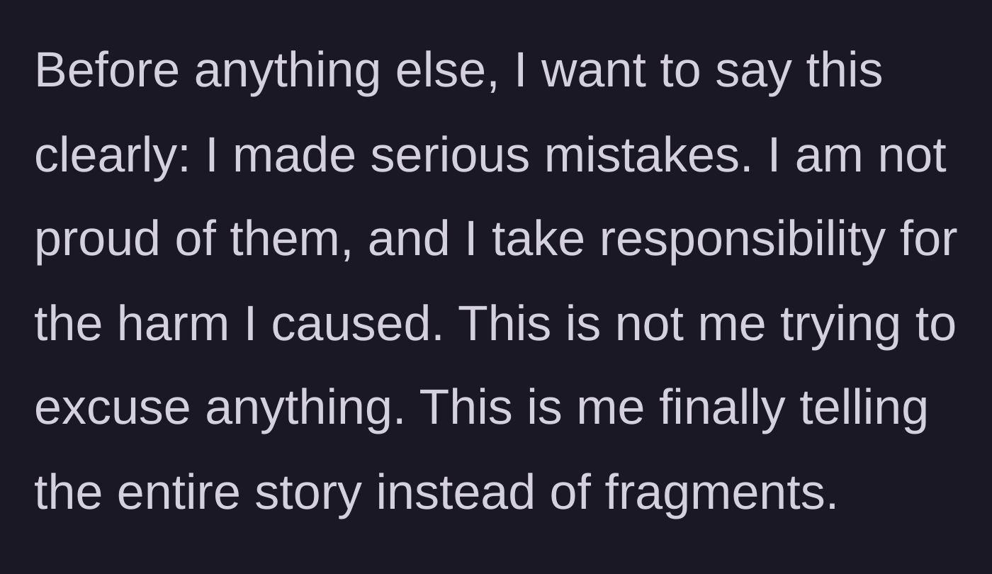 Story part 6 - Husband begins a massive update, taking accountability for his mistakes.