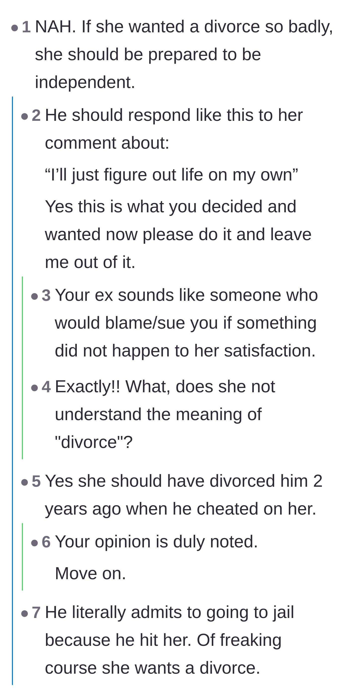 Comment thread 3 - Commenters reacting to the staggering revelation of the husband's arrest and physical abuse.