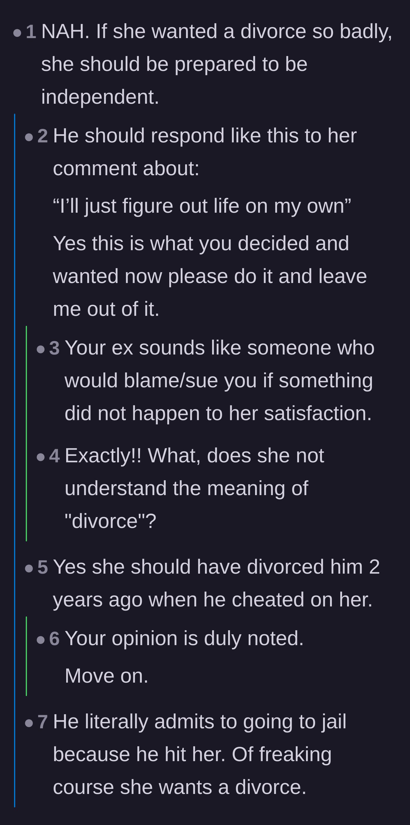 Comment thread 3 - Commenters reacting to the staggering revelation of the husband's arrest and physical abuse.