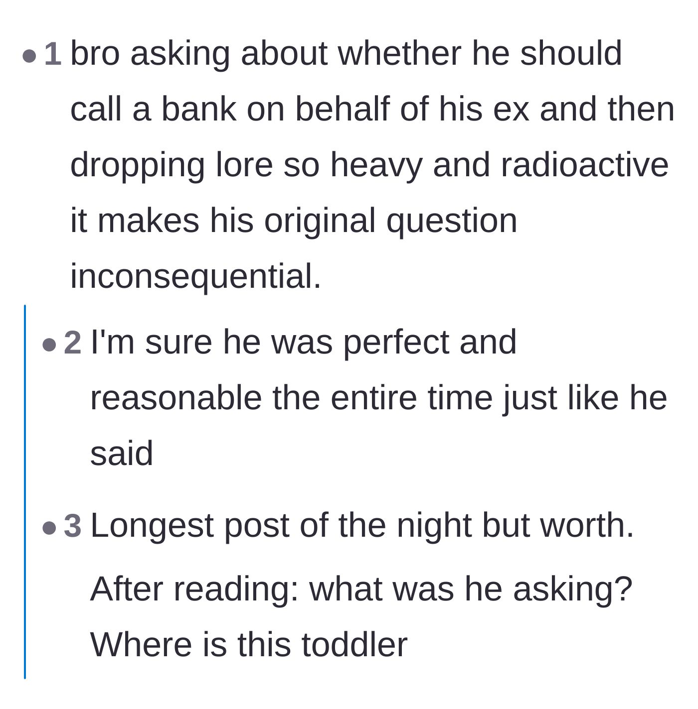 Comment thread 4 - Readers expressing sheer disbelief at the dark, heavy history hidden beneath a mundane question.