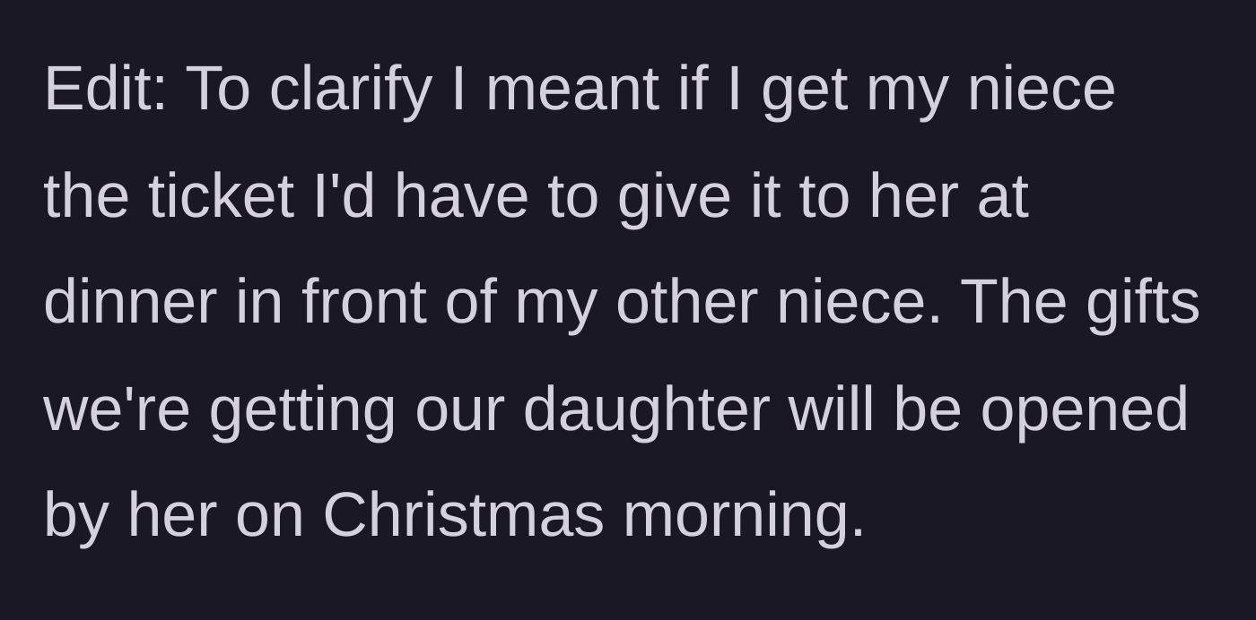 Story part 6 - An update clarifying the chaotic holiday dinner gift exchange timeline.