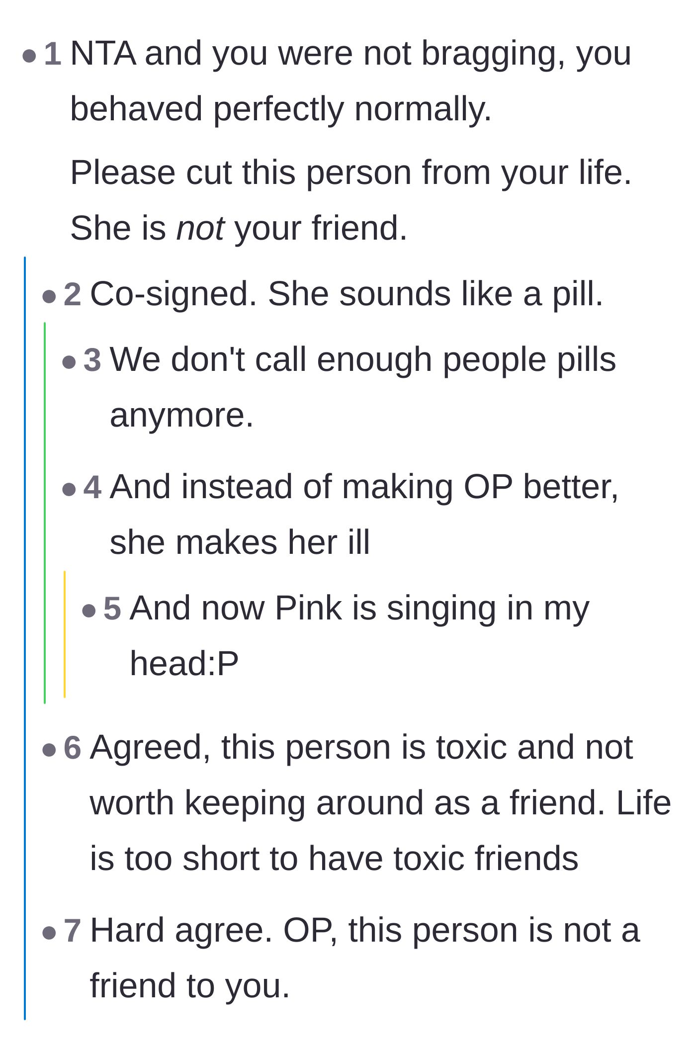 Comment thread 3 - A straightforward consensus telling the narrator to cut ties with a toxic person