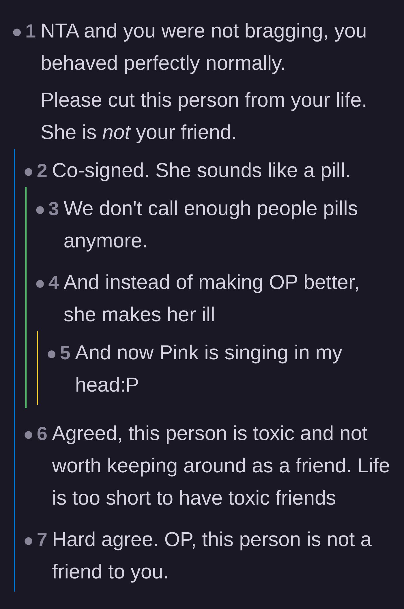 Comment thread 3 - A straightforward consensus telling the narrator to cut ties with a toxic person