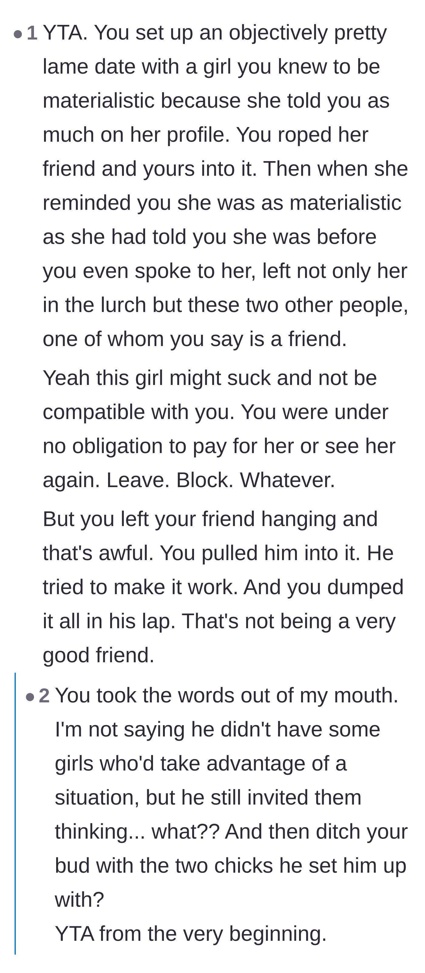Comment thread 4 - Backlash against the main character for ditching his friend and being a bad wingman.