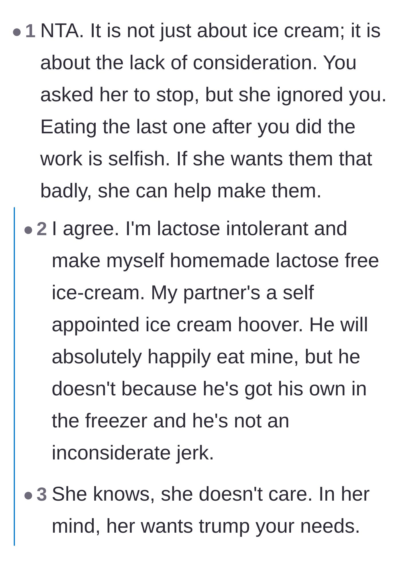 Comment thread 2 - People with dietary restrictions venting about others selfishly eating their safe foods.