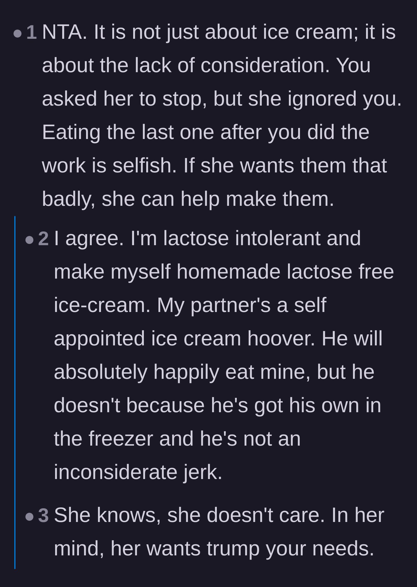Comment thread 2 - People with dietary restrictions venting about others selfishly eating their safe foods.