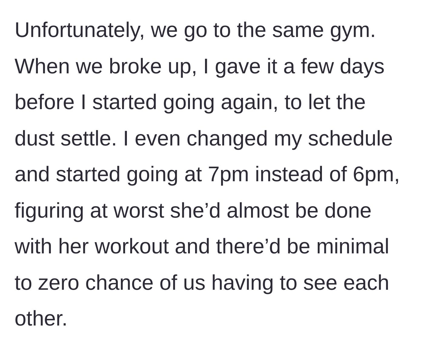 Story part 2 - A clock changing from 6 PM to 7 PM to avoid an encounter.
