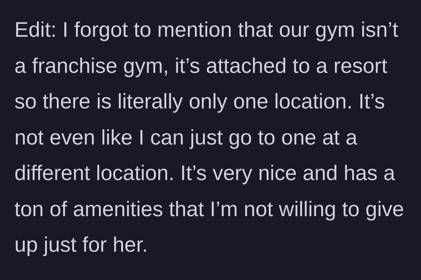 Story part 6 - A luxurious resort gym with premium amenities.
