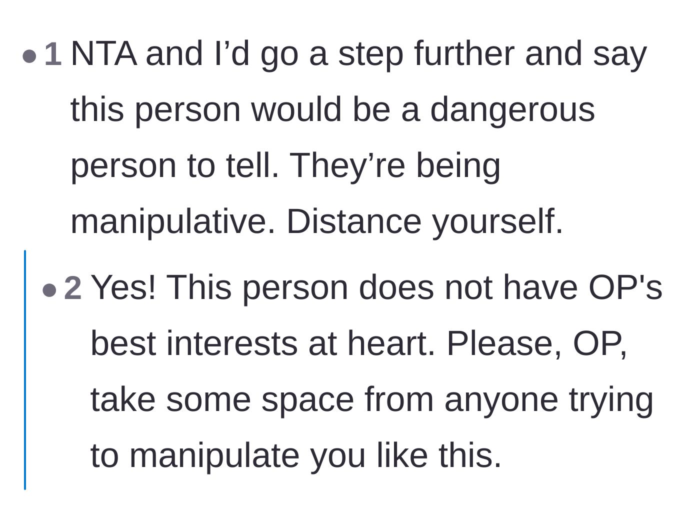 Comment thread 4 - Readers pointing out the red flags and urging the author to distance herself from a dangerous person.