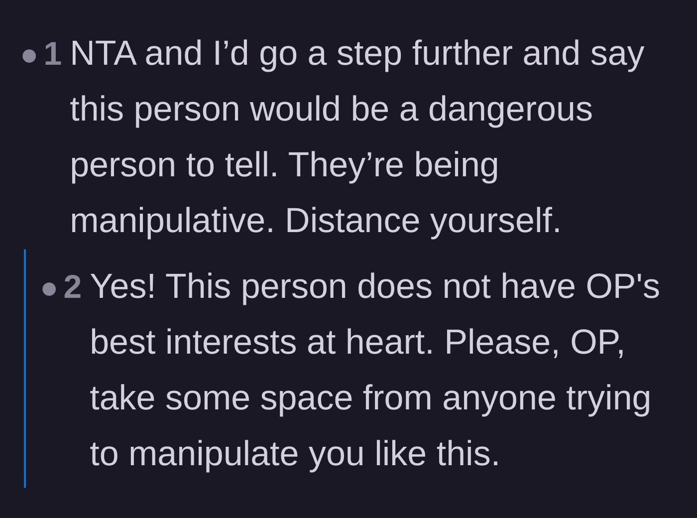 Comment thread 4 - Readers pointing out the red flags and urging the author to distance herself from a dangerous person.