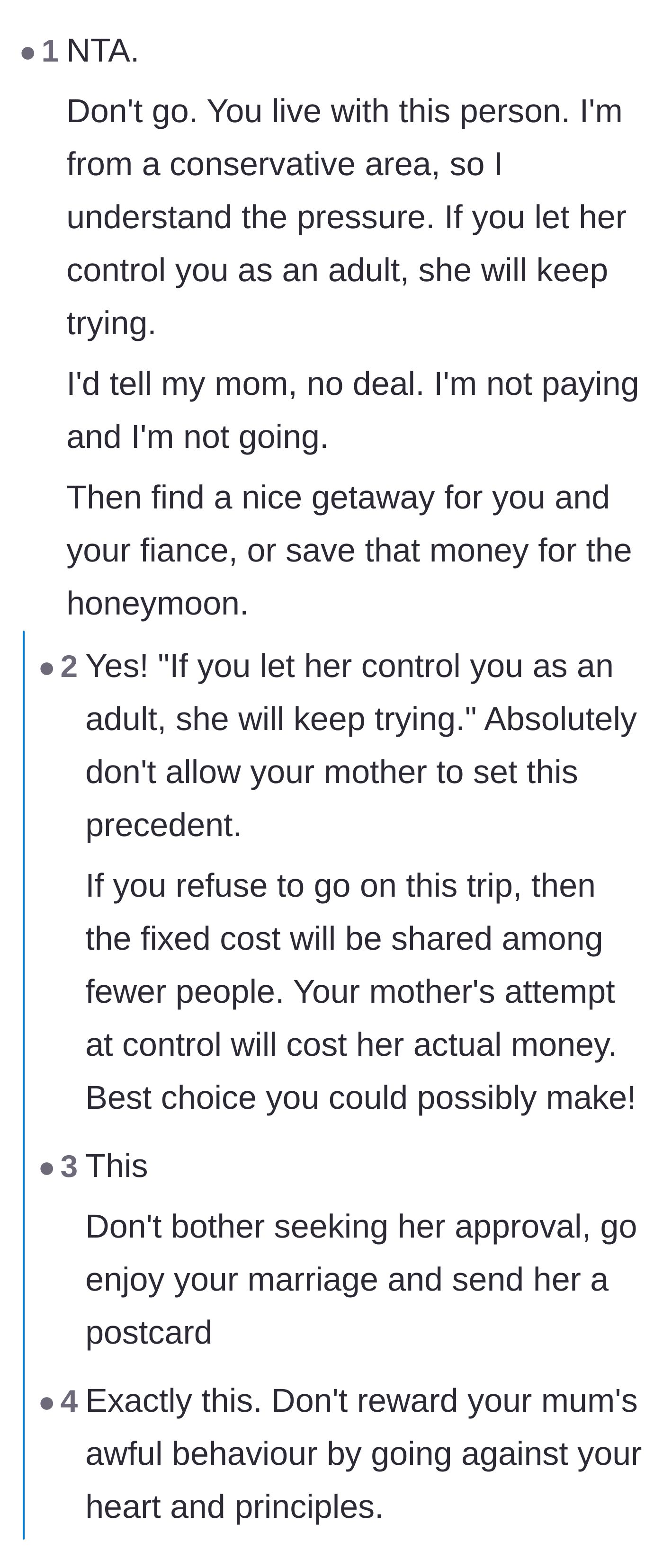 Comment thread 3 - Pointing out the financial karma of refusing to go or pay