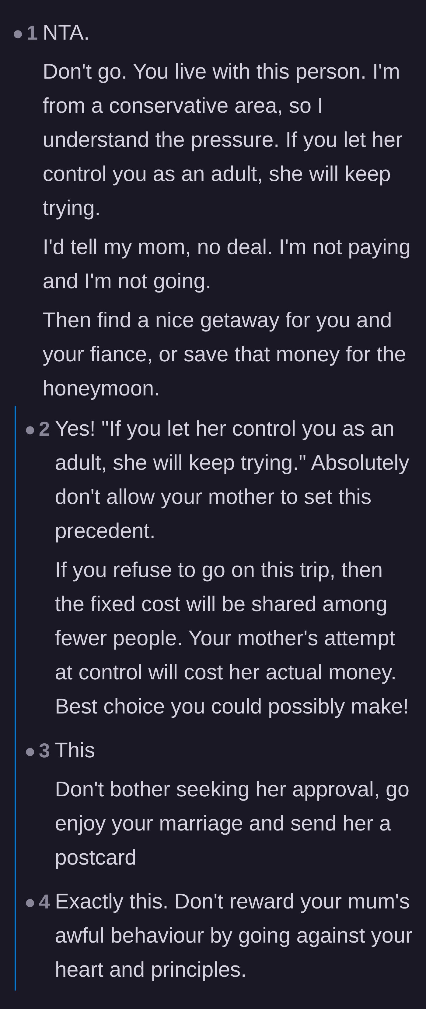 Comment thread 3 - Pointing out the financial karma of refusing to go or pay